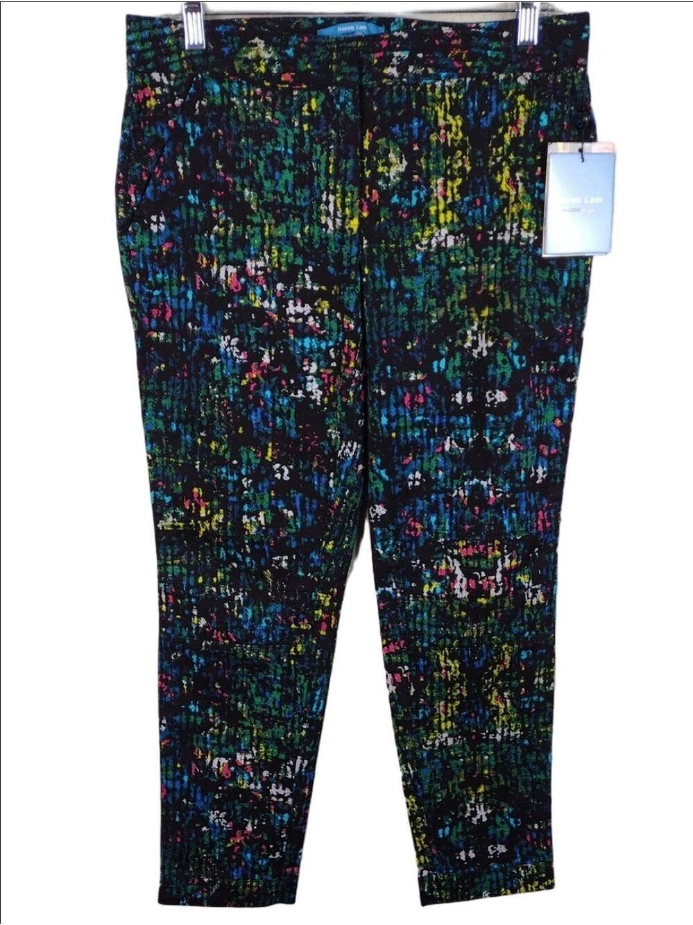 Derek Lam Nightshade Multicolored Mid Rise Two Pocket Zip Up Straight Leg Pant